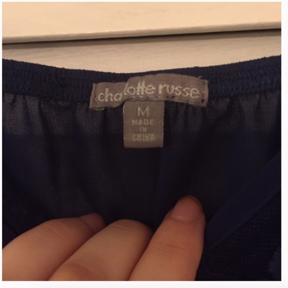 Blue Lace and Chiffon Tank - Picture 3 of 5